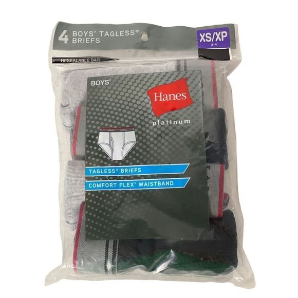 HANES BOYS XS (2-4) TAGLESS BRIEFS - Picture 1 of 6